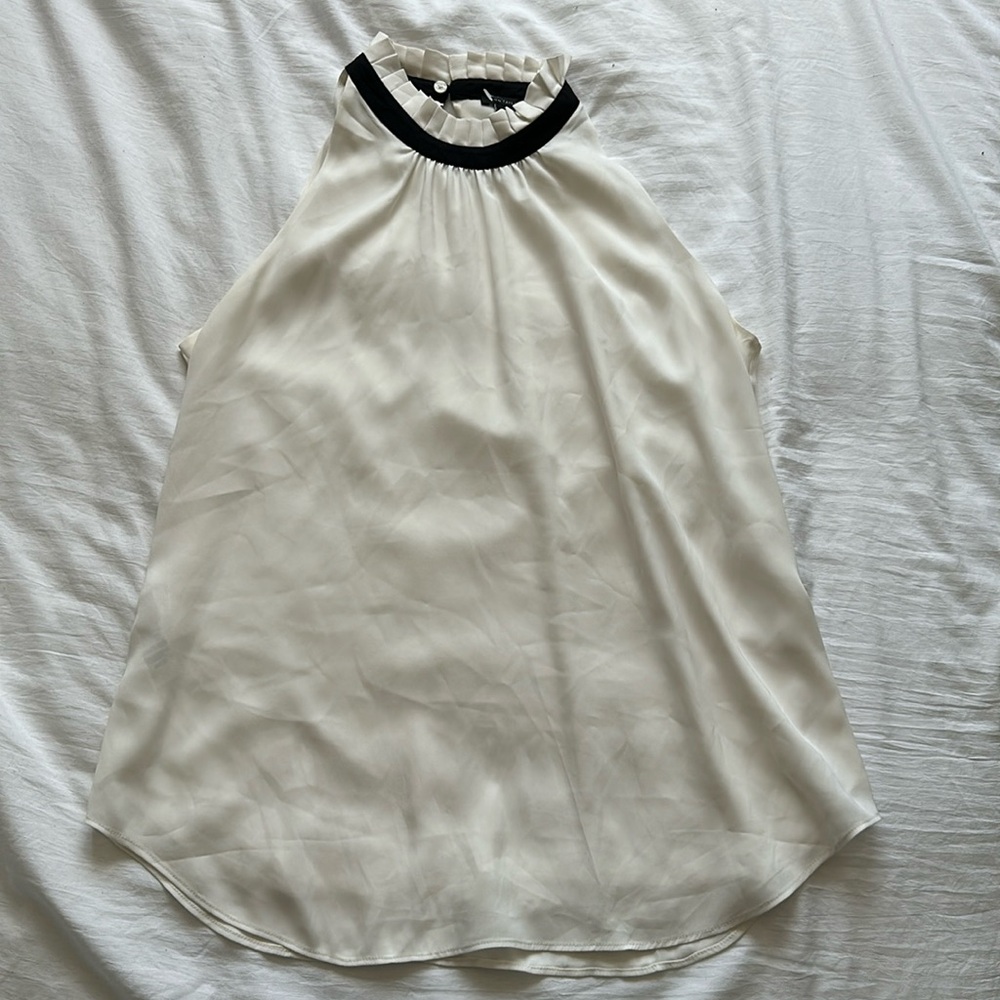 Ann Taylor high neck black and white blouse